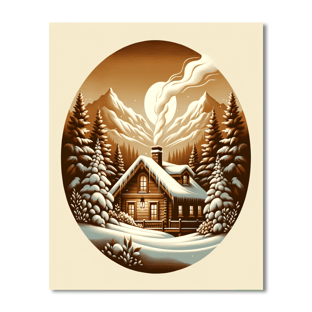 Cozy Mountain Cabin DIY Paint By Numbers