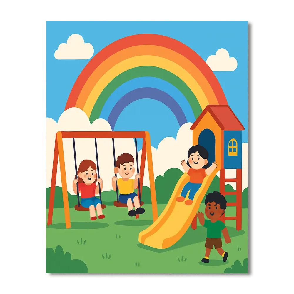Happy Rainbow Playground DIY Paint By Numbers