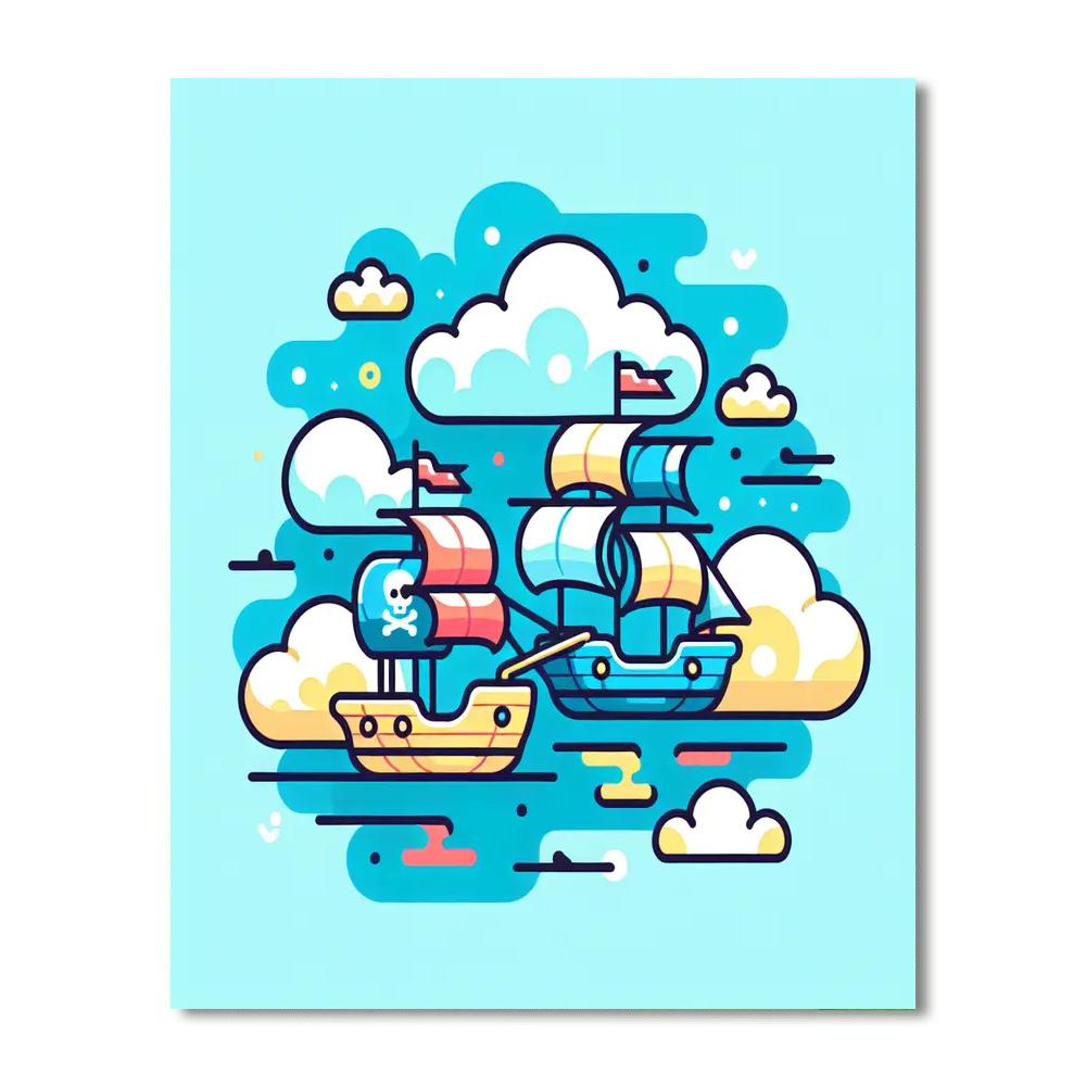 Cloudland Pirate Ships Paint By Numbers Art