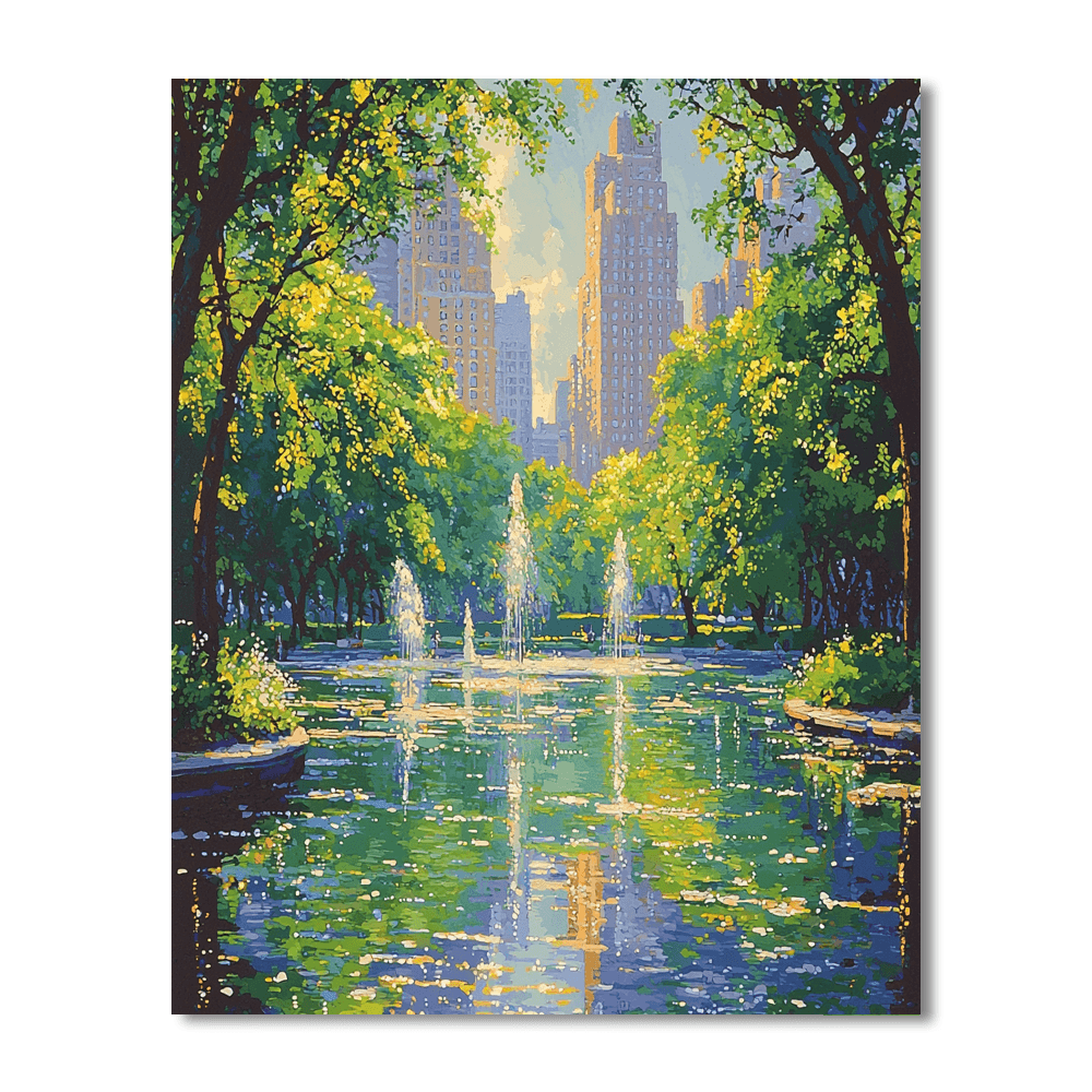 Claude Monet Inspired Impressionist City Park  Painting By Numbers Kit