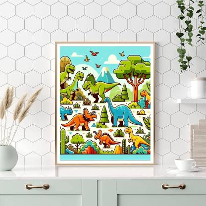 Jurassic Journey With Dinosaurs Paint By Number