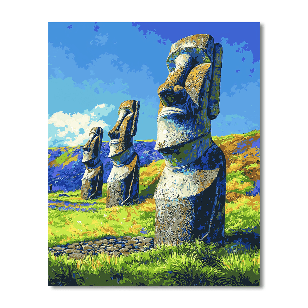 Moai Statues On Easter Island DIY Paint By Numbers
