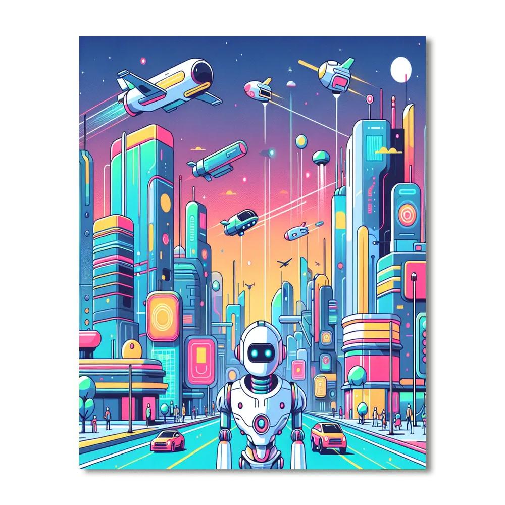 Robot City Odyssey Painting By Numbers Kit