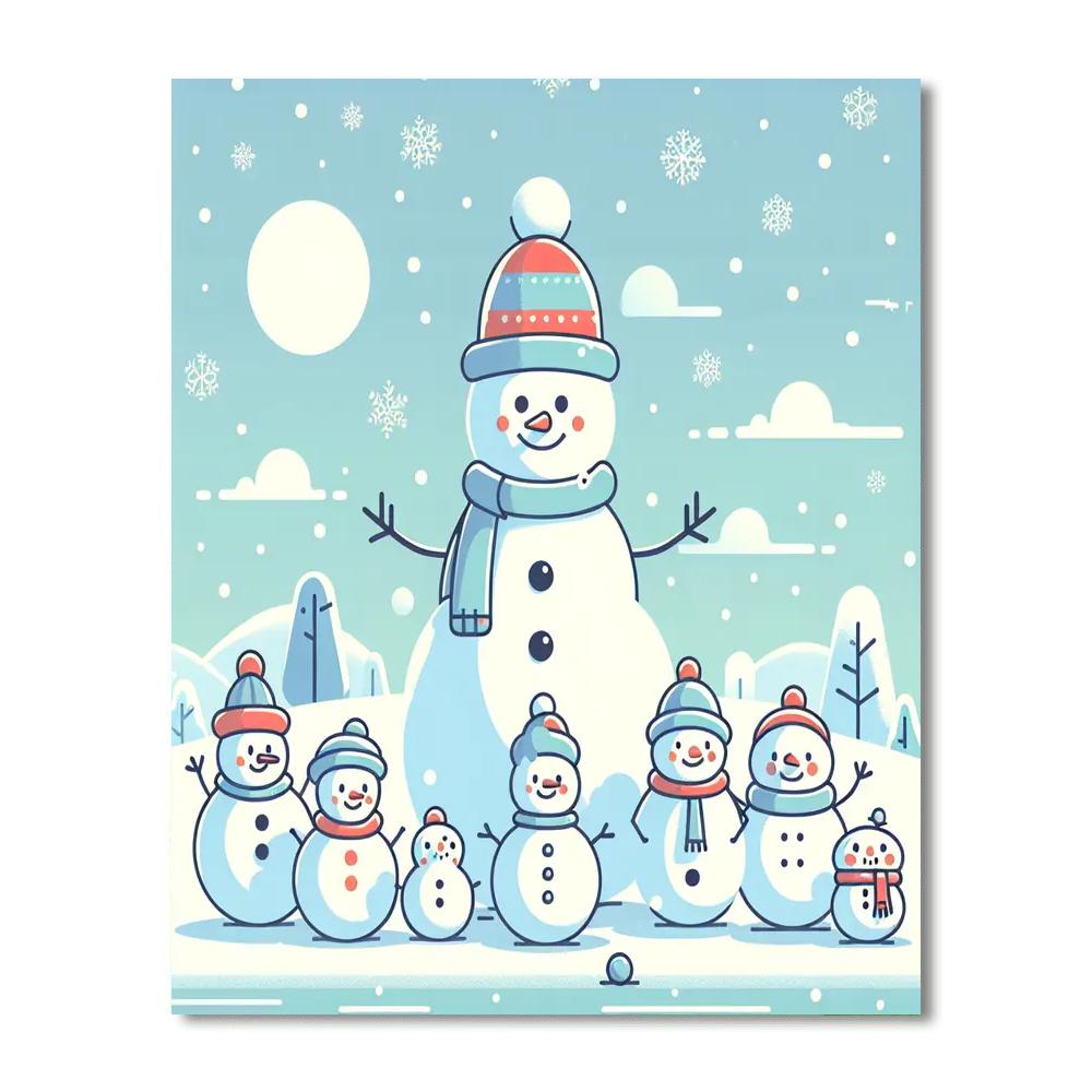 Frosty Snowman Friends Paint By Numbers Art