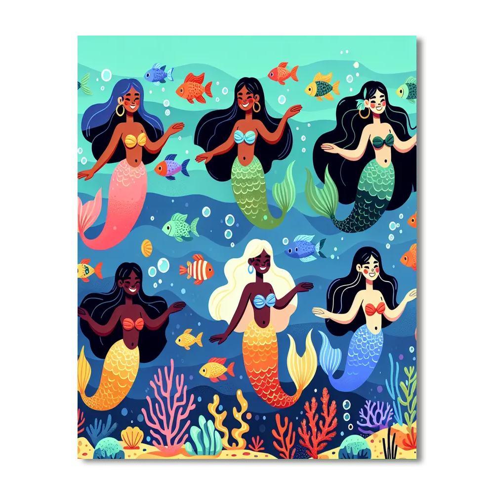 Joyful Mermaid Lagoon Painting Number Kit