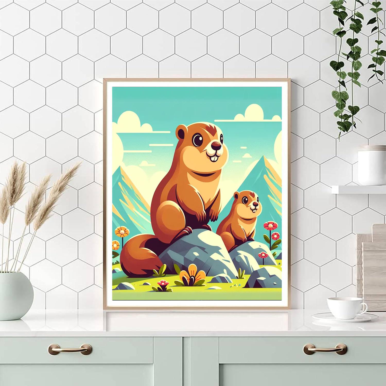 Magical Mountain Marmots Painting Number Kit