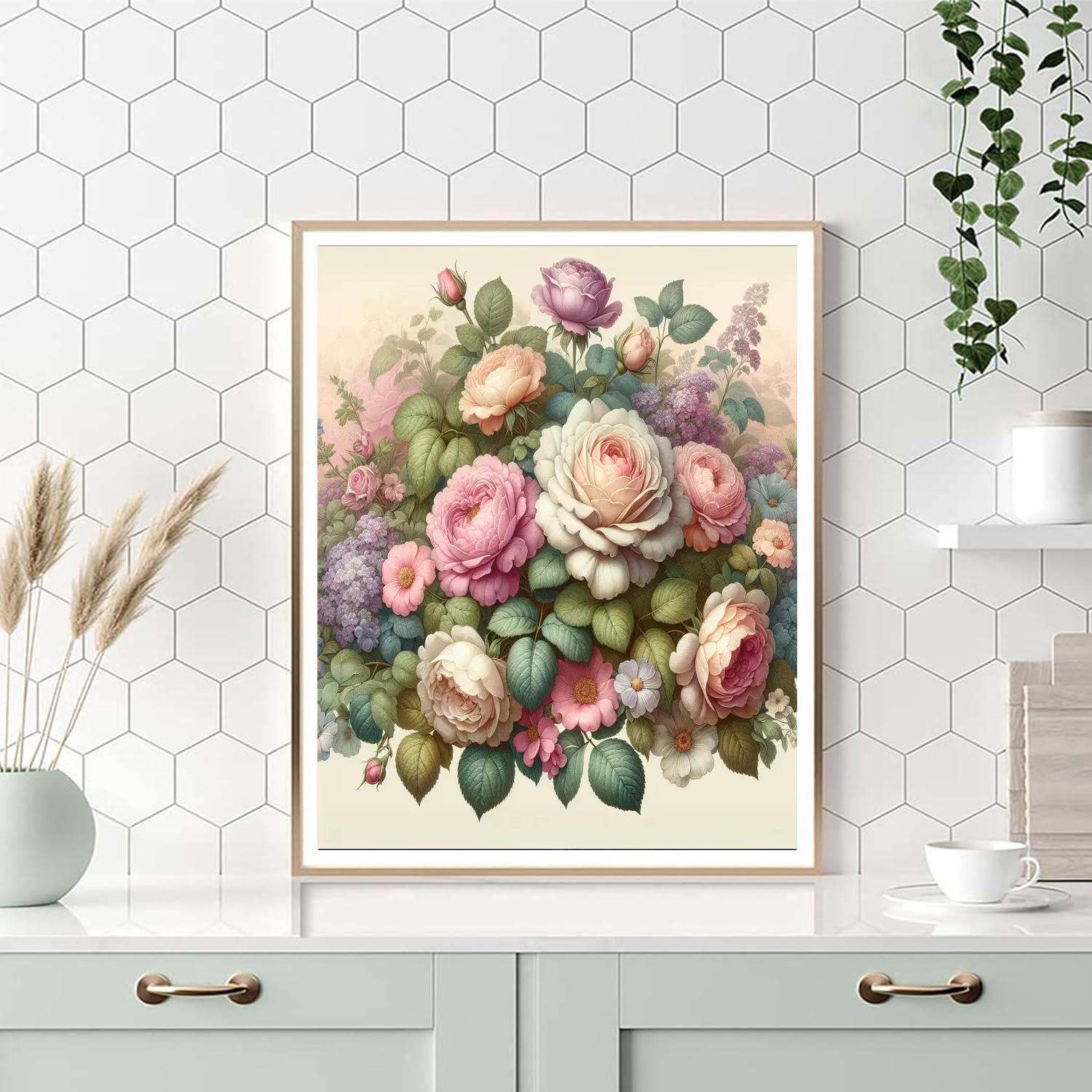 Vintage Rose Garden Painting By Numbers Kit