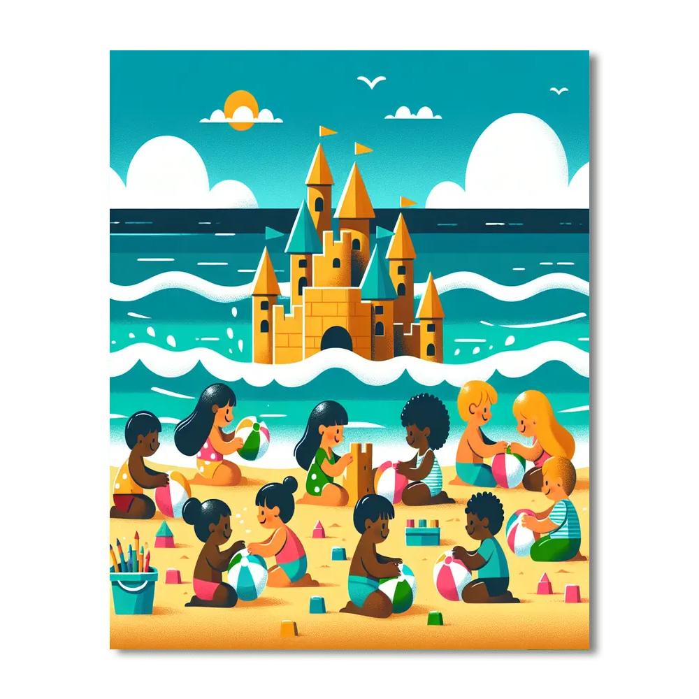 Bubbly Day At The Beach Number Painting