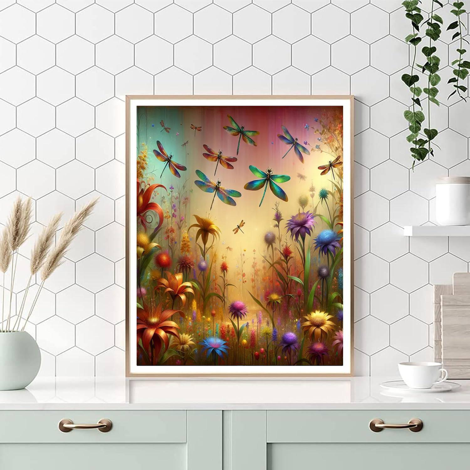 Enchanting Dragonfly Garden Numbered Painting Kits