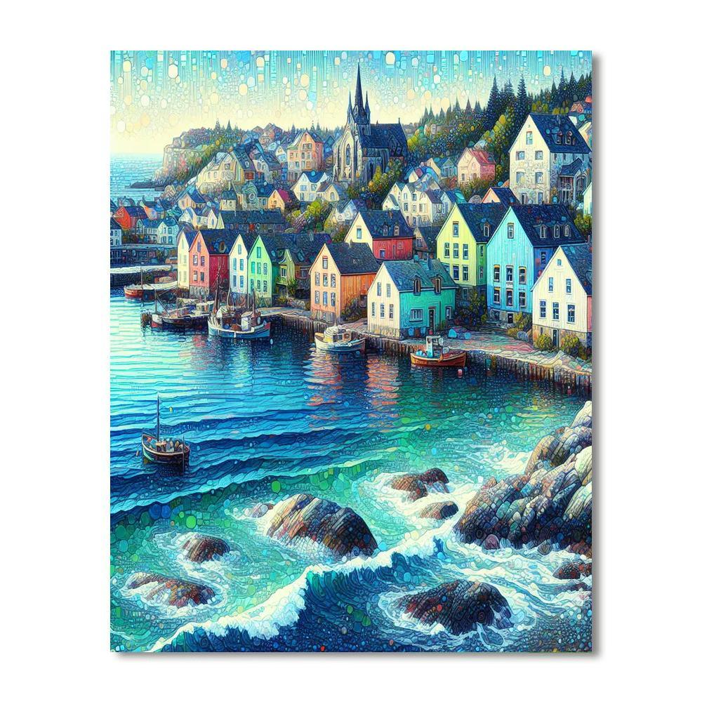 Coastal Village Charm Painting By Numbers Kit