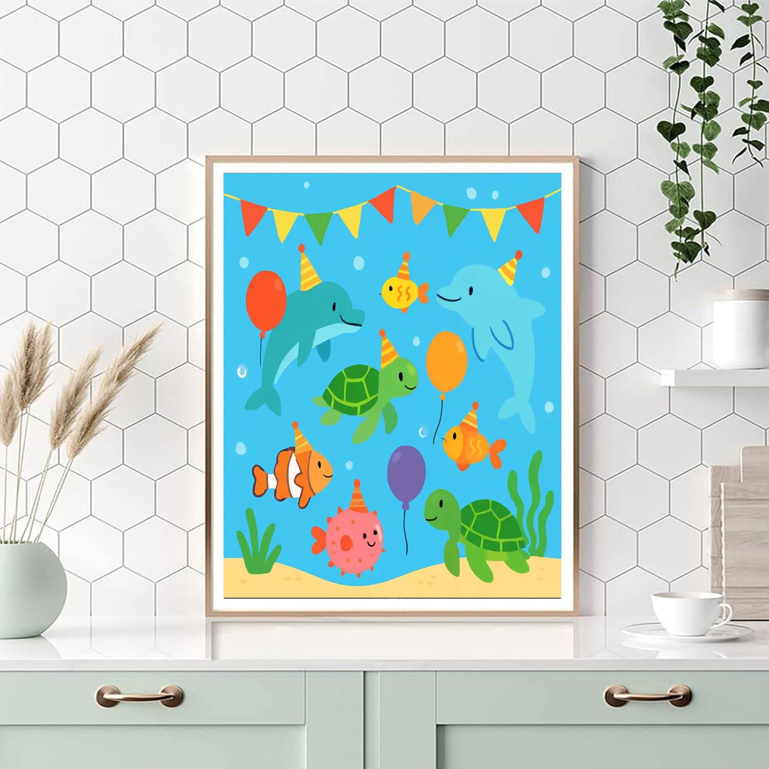 Cheerful Underwater Party Paint By Numbers Kits