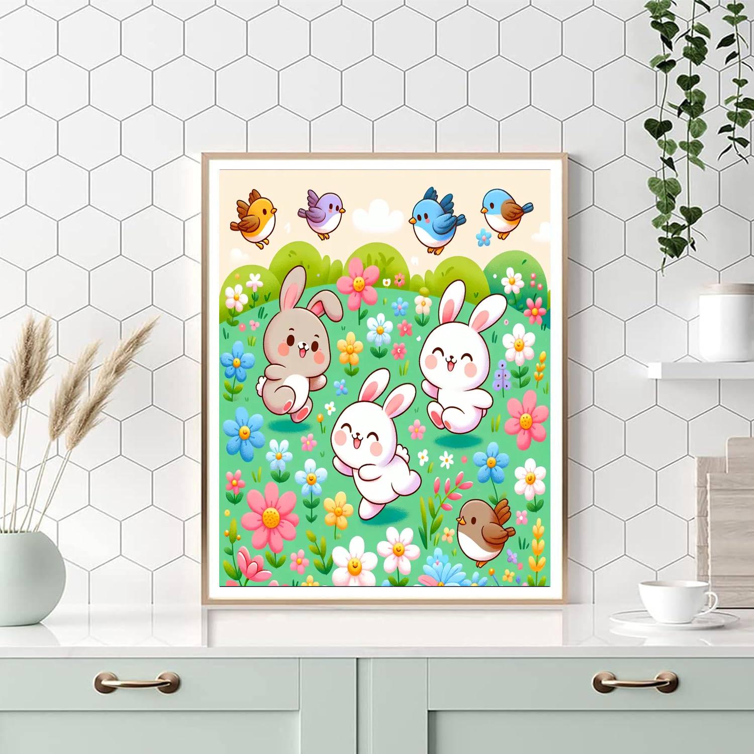 Springtime Bunny Parade Number Painting