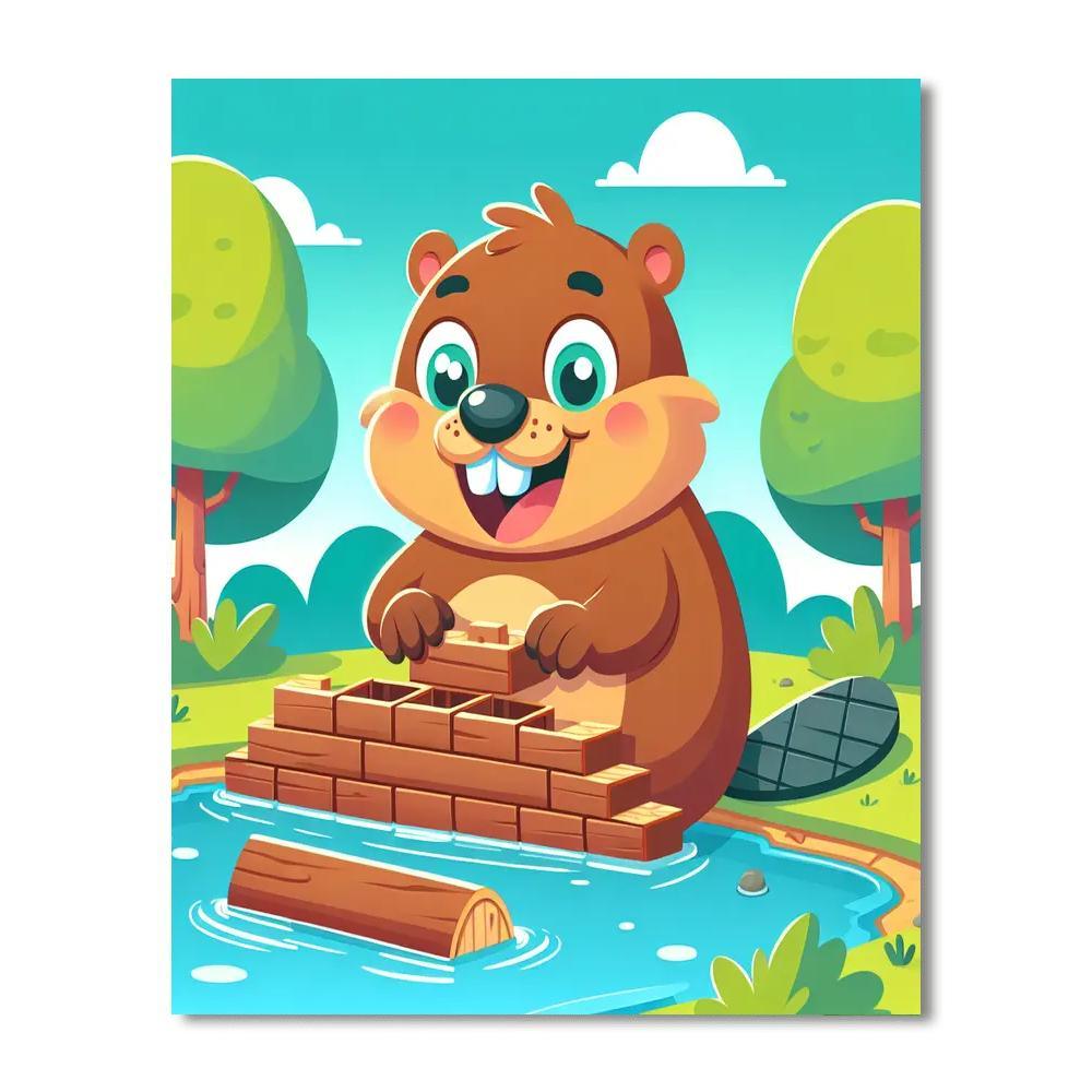 Bubbly Beaver Painting Number Kit
