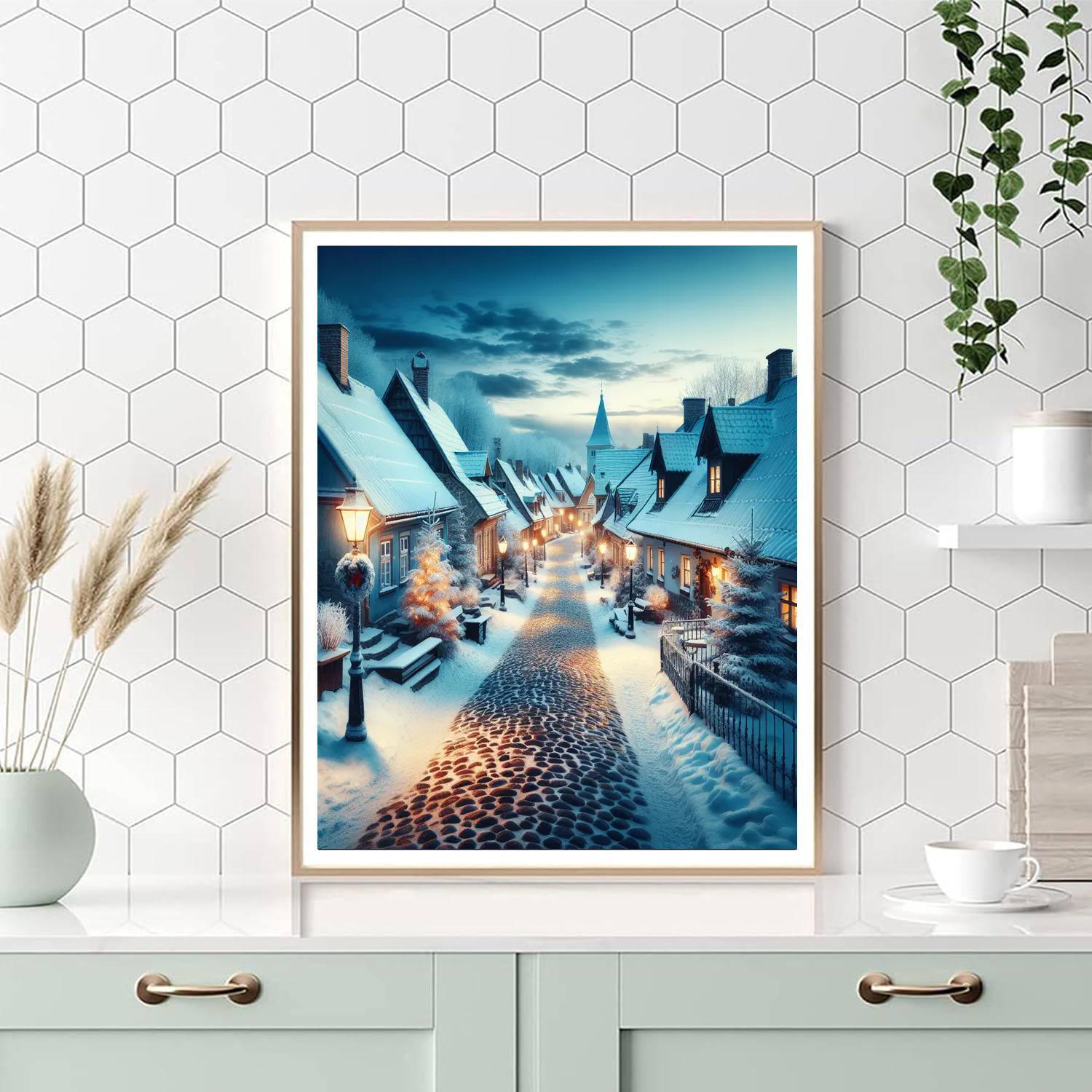 Frosty Winter Village Painting By Numbers Kit