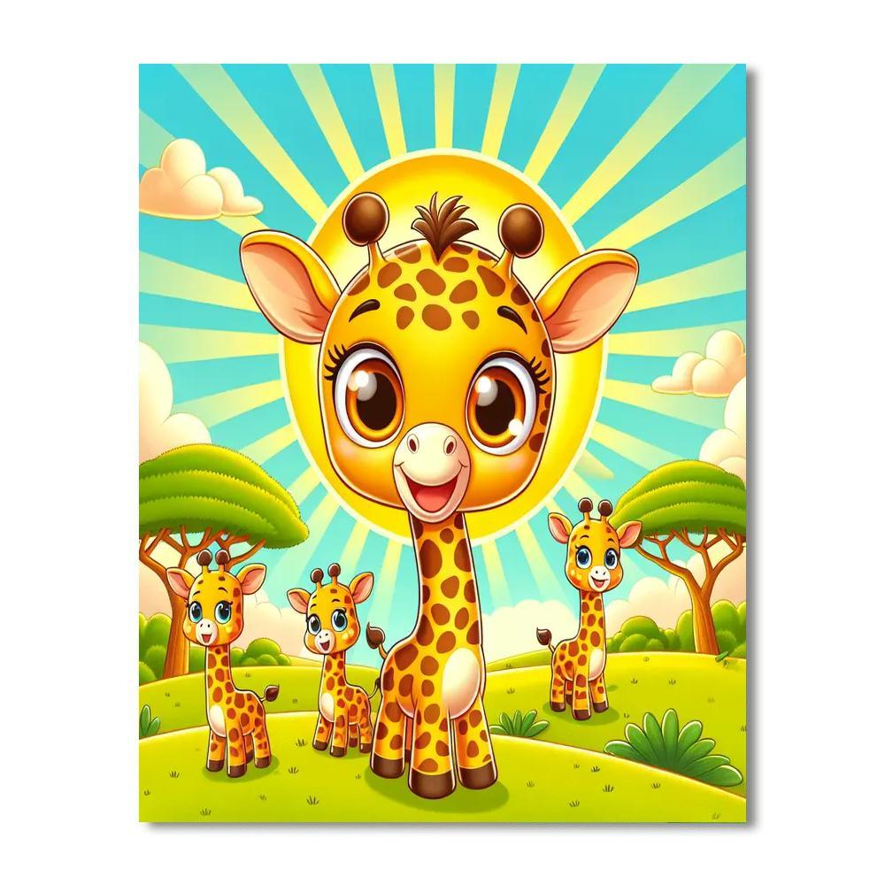Giggles With Giraffes Numbered Painting Kits
