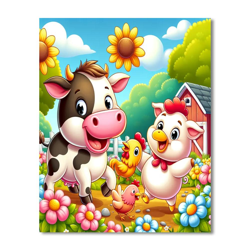 Cheery Farmyard Fun DIY Paint By Numbers