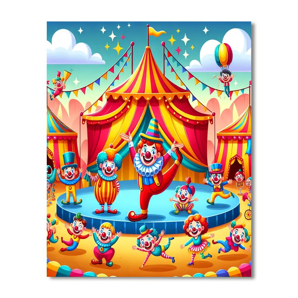 Cheerful Circus Performers Numbered Painting Kits