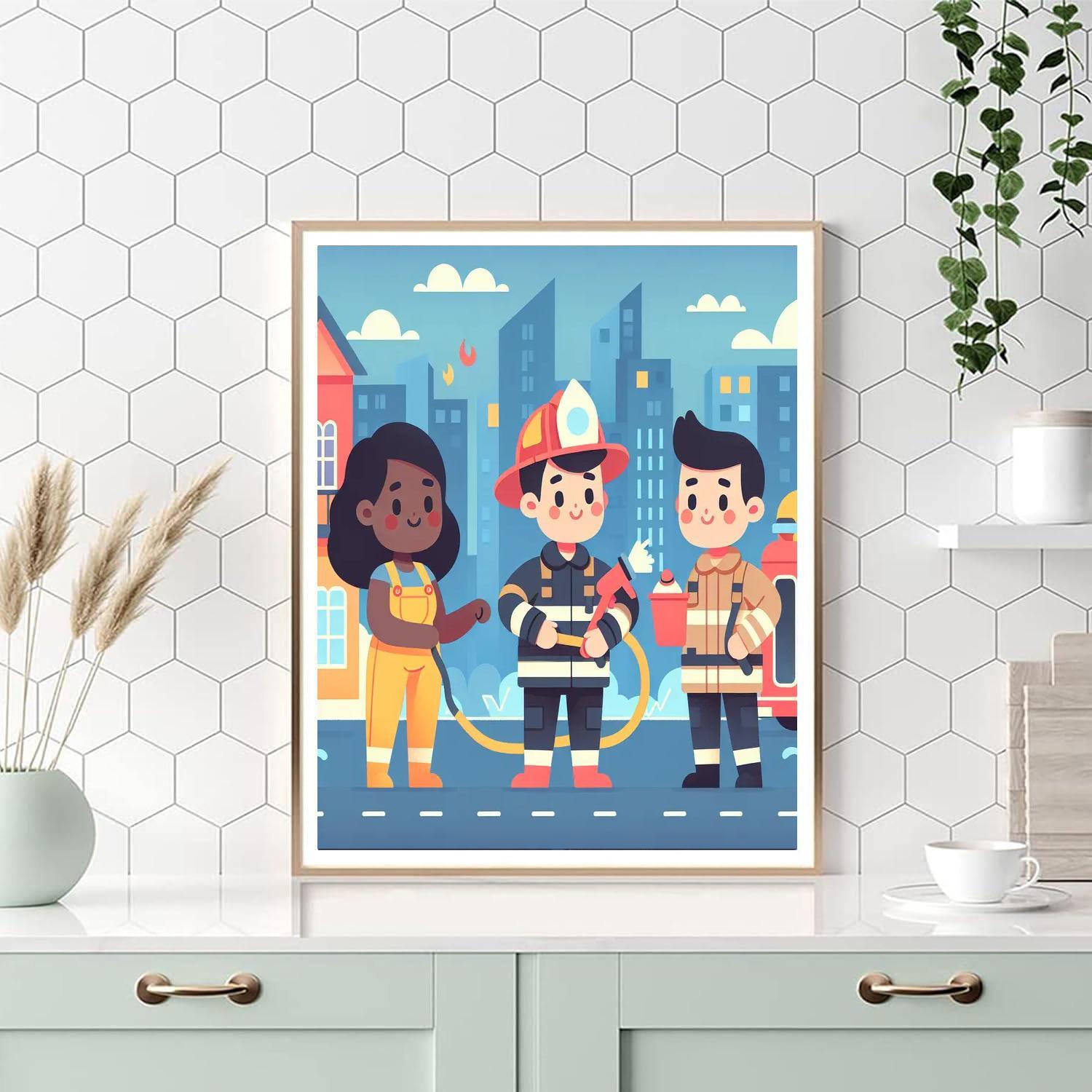 Friendly Firefighter Crew Numbered Painting Kits