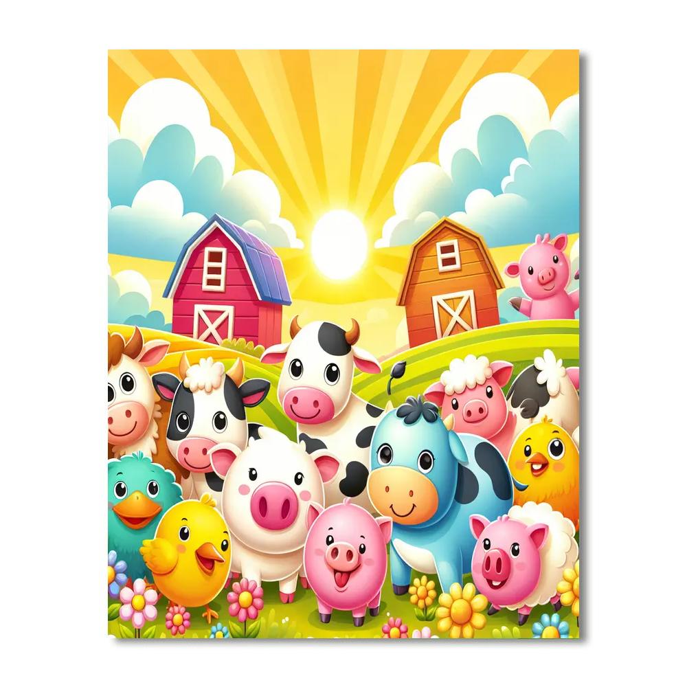 Merry Farmyard Friends Numbered Painting Kits