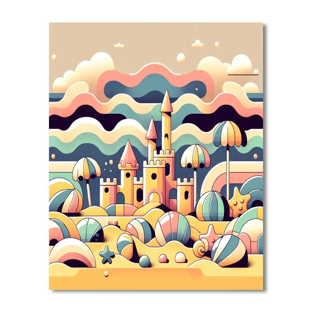 Bright Beach Day Number Painting