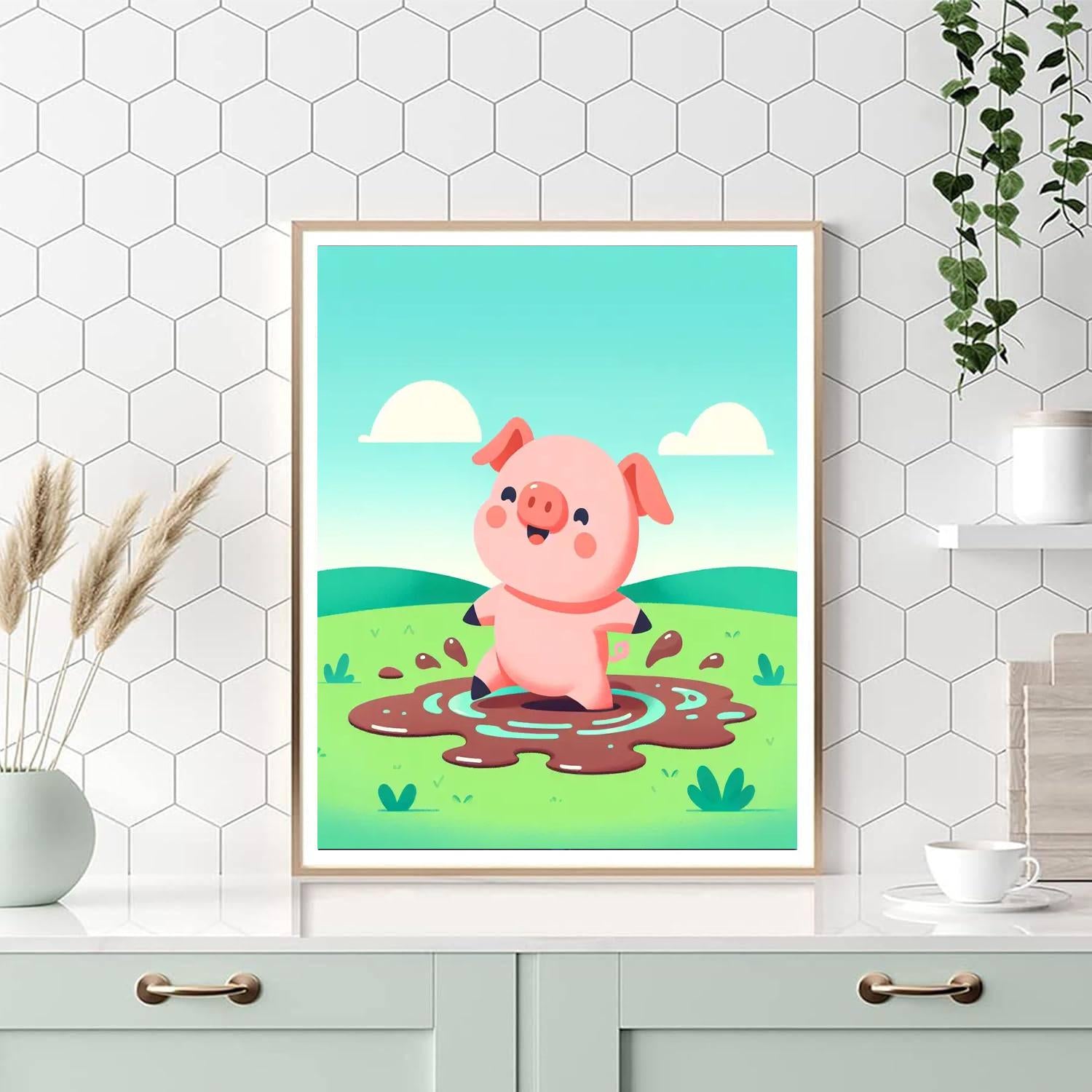Sweet Little Pig DIY Paint By Numbers