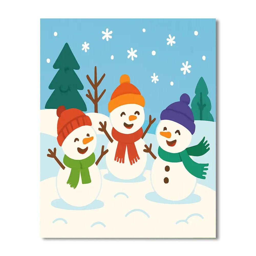 Playful Snowmen Paint By Numbers