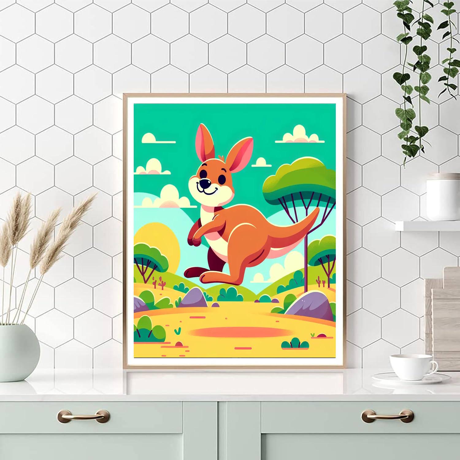 Bouncing Kangaroo's Outback Adventure Paint By Numbers Art