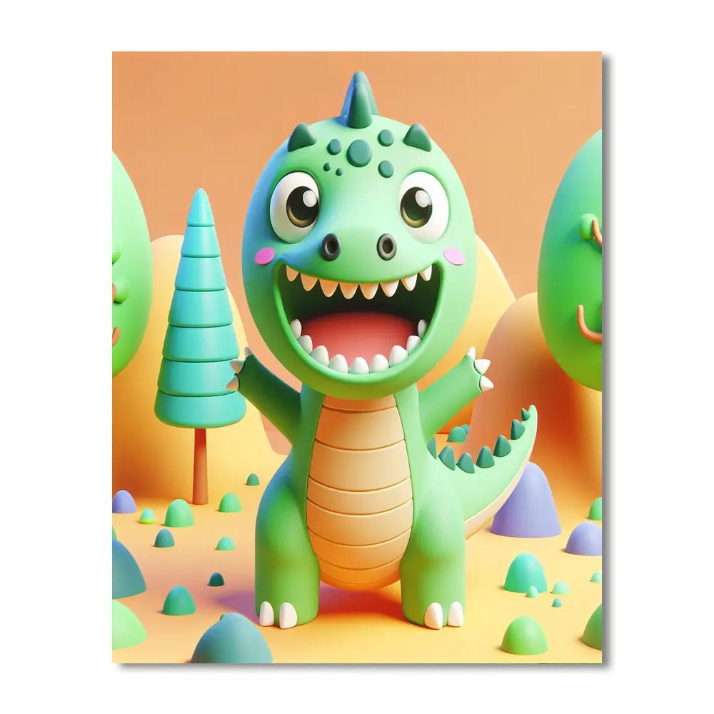 Giggly Dinosaur Paint By Number