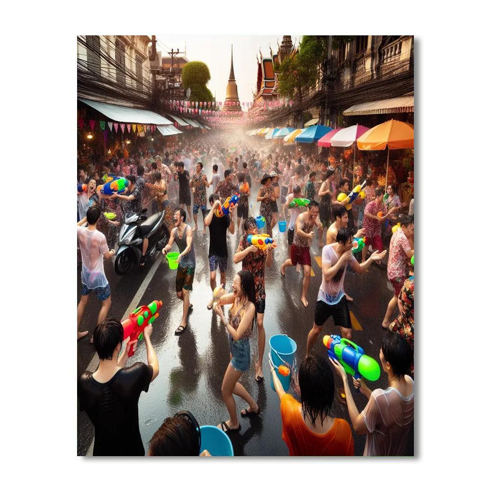 Bangkok Songkran Festival - Thailand Paint By Numbers Kits