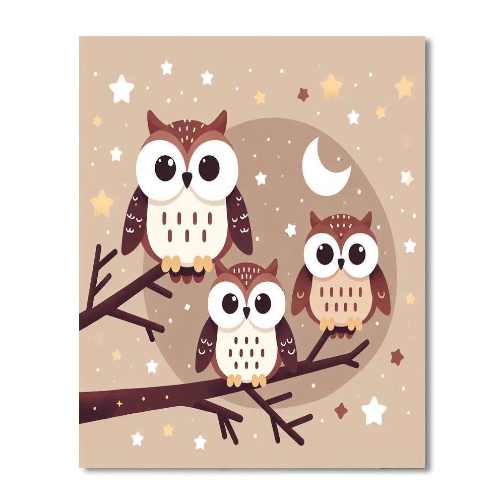 Charming Night Sky Owls Paint By Number