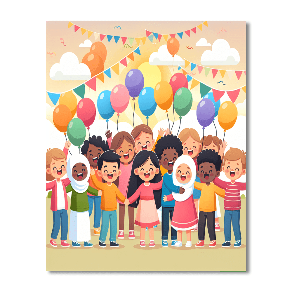 Festive Balloon Celebration Painting Number Kit