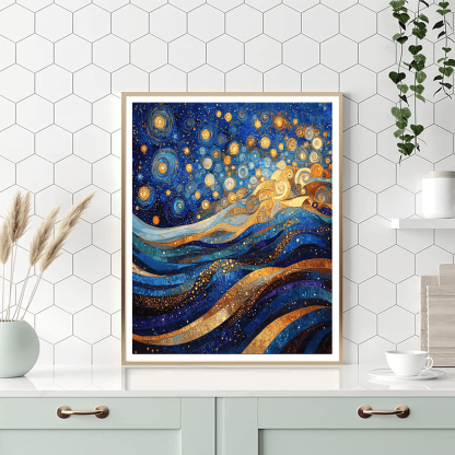 Gustav Klimt Inspired Cosmic Waves  Paint By Numbers