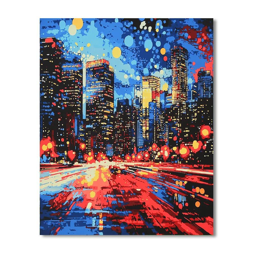 Roy Lichtenstein Inspired Pop Art City Lights  DIY Paint By Numbers