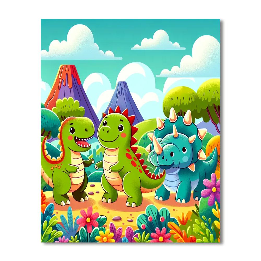 Dinosaur Doodle Adventure Paint By Numbers Art