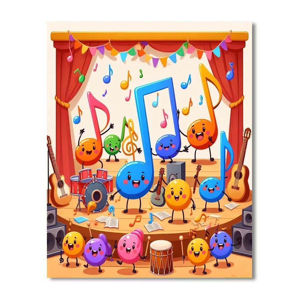 Happy Musical Notes Paint By Number