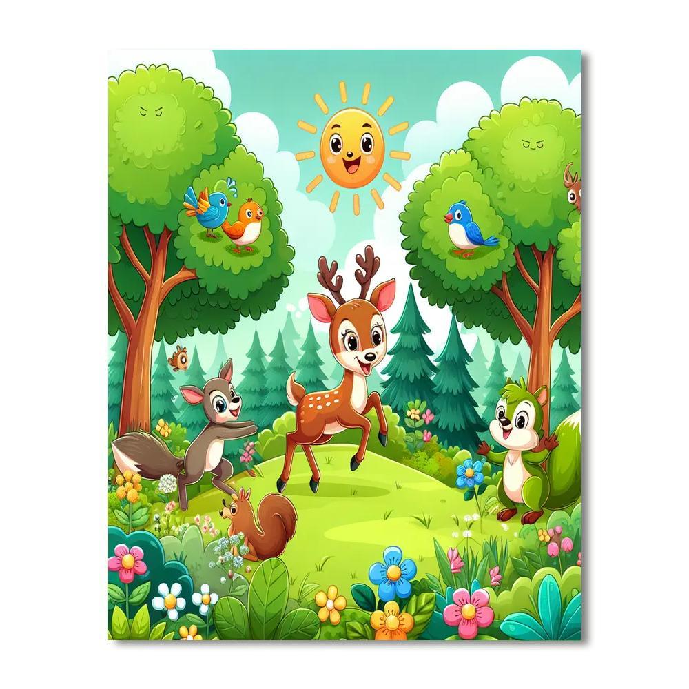 Frolicking Forest Creatures Paint By Number