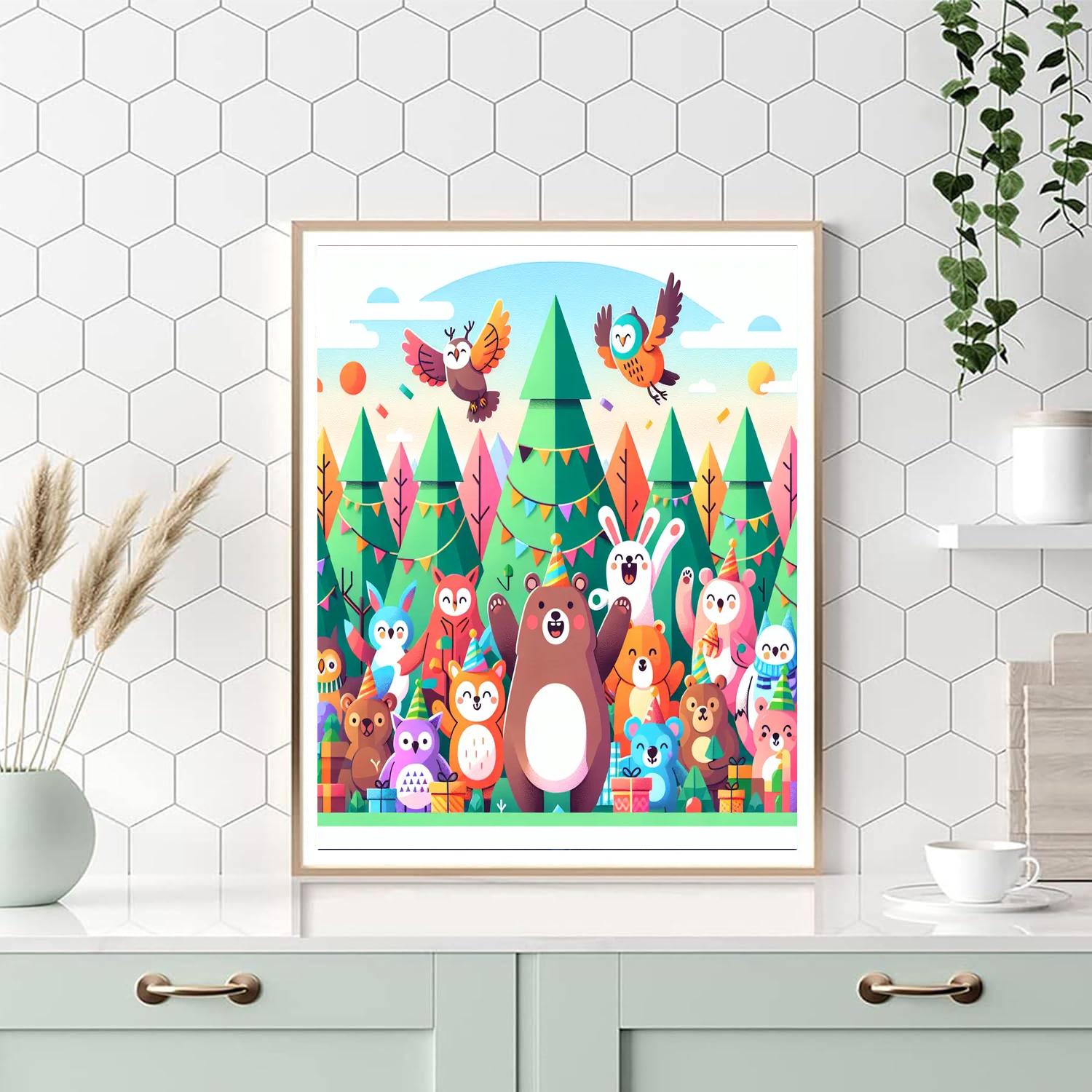 Festive Forest Friends Paint By Numbers Art
