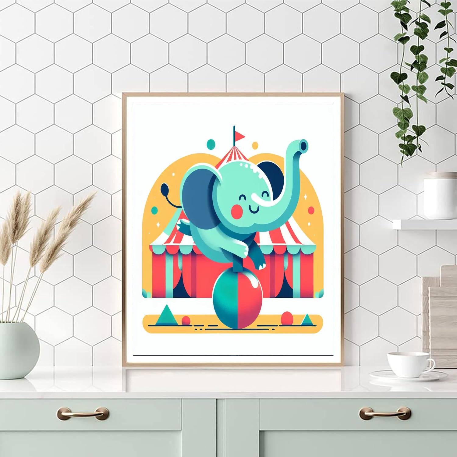 Cheerful Circus Elephant Numbered Painting Kits