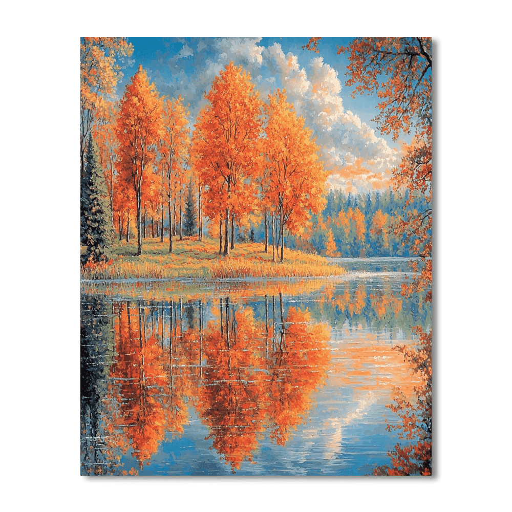 John Constable Inspired Autumn Reflection  Paint By Numbers Art
