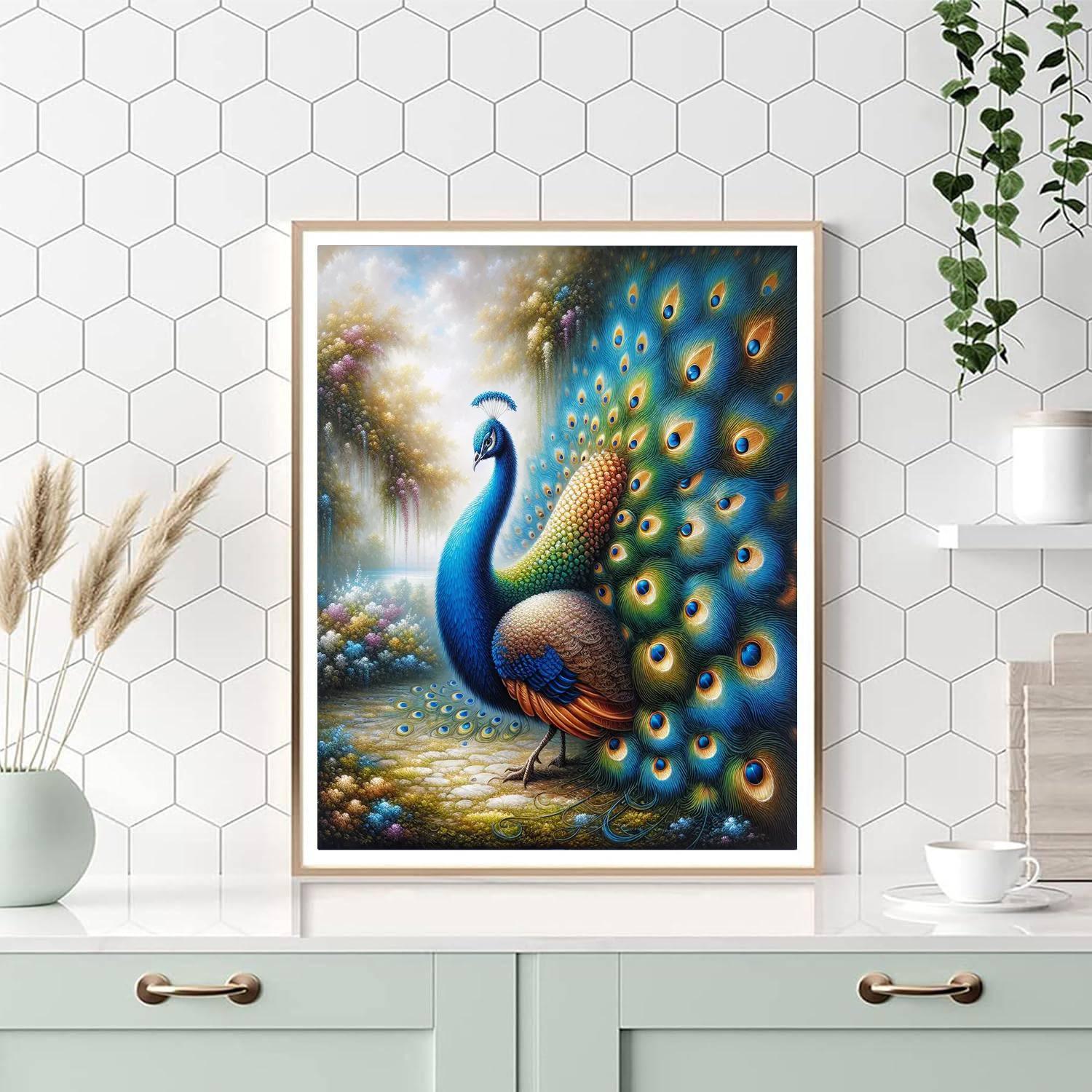 Radiant Peacock Display Numbered Painting Kits