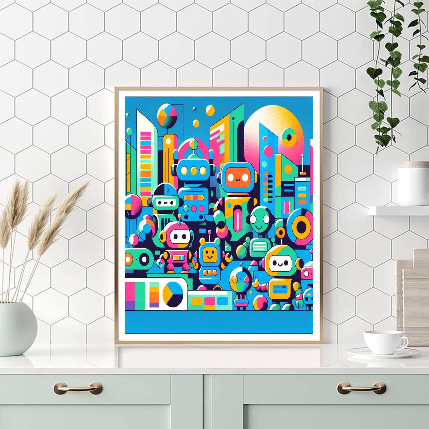 Futuristic Robot World Painting By Numbers Kit