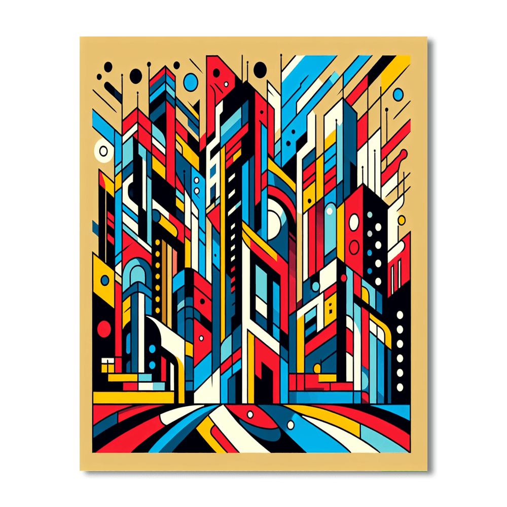 Abstract Urban Life Painting Number Kit
