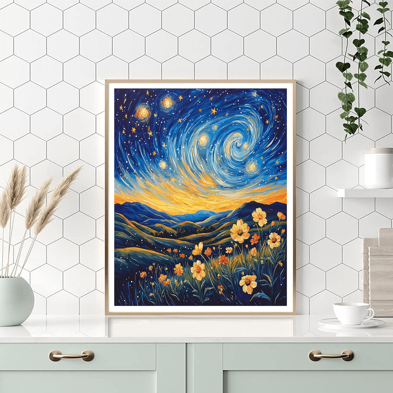 Vincent Van Gogh Inspired Celestial Flora  Paint By Numbers Art