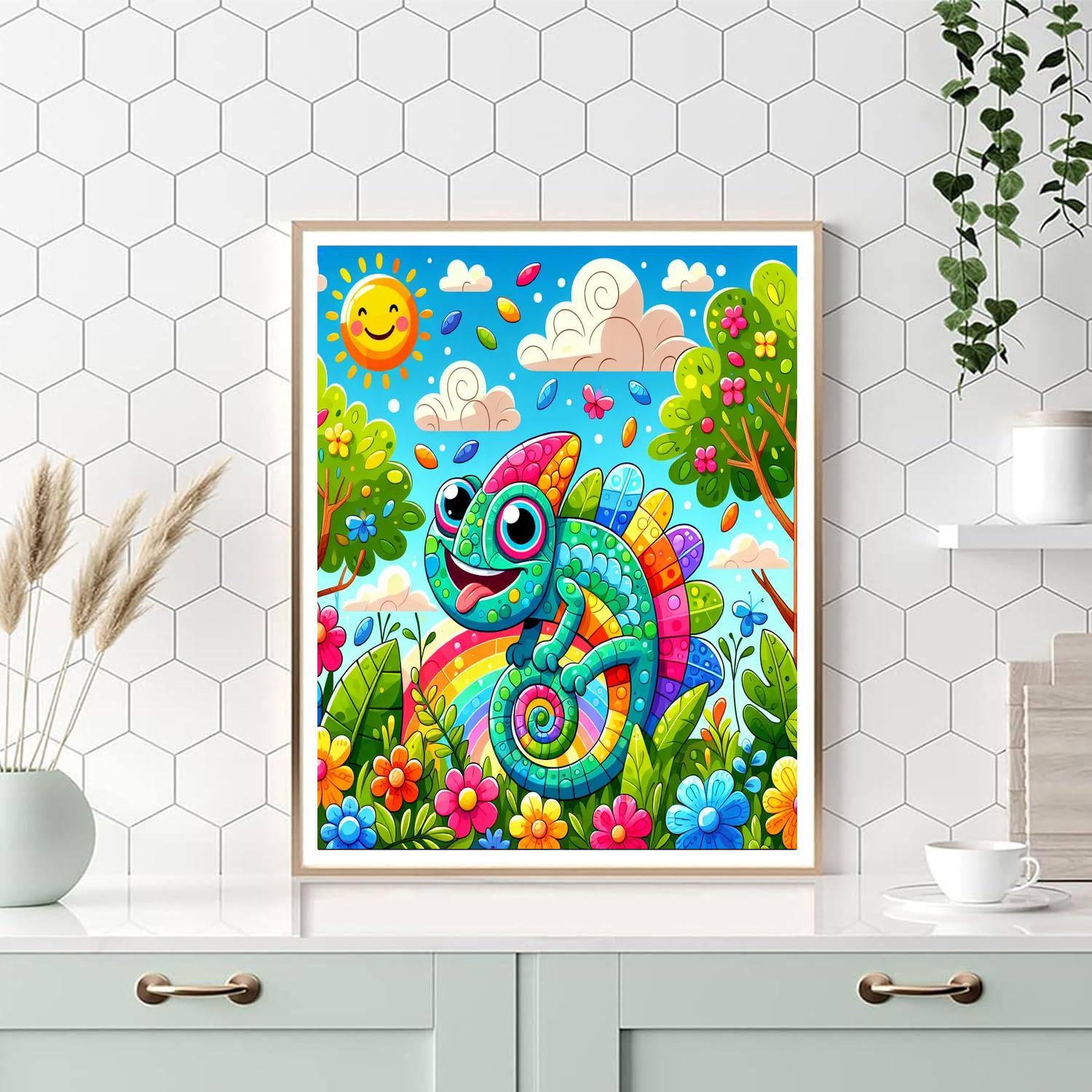 Charming Chameleon Adventure Number Painting