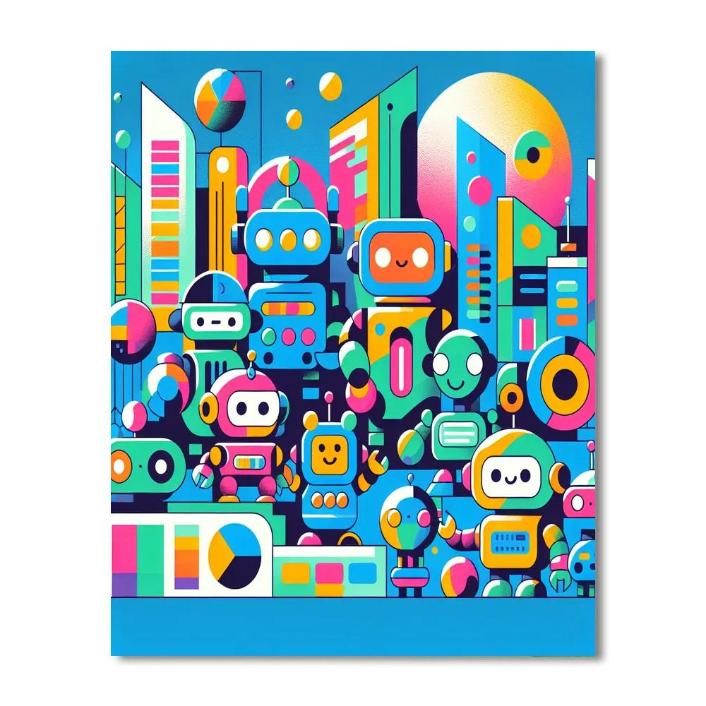 Futuristic Robot World Painting By Numbers Kit