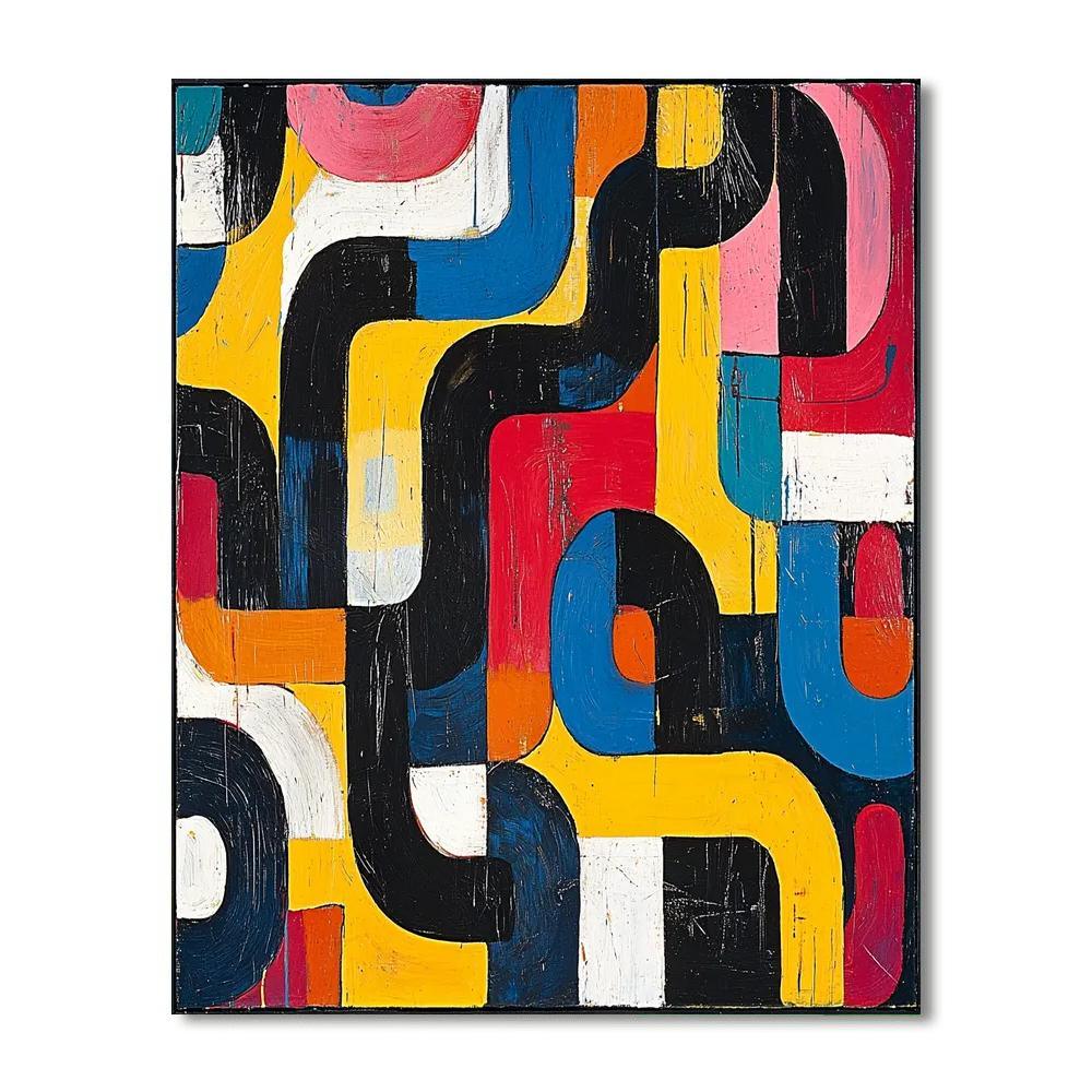 Jean-Michel Basquiat Inspired Prismatic Labyrinth  Number Painting