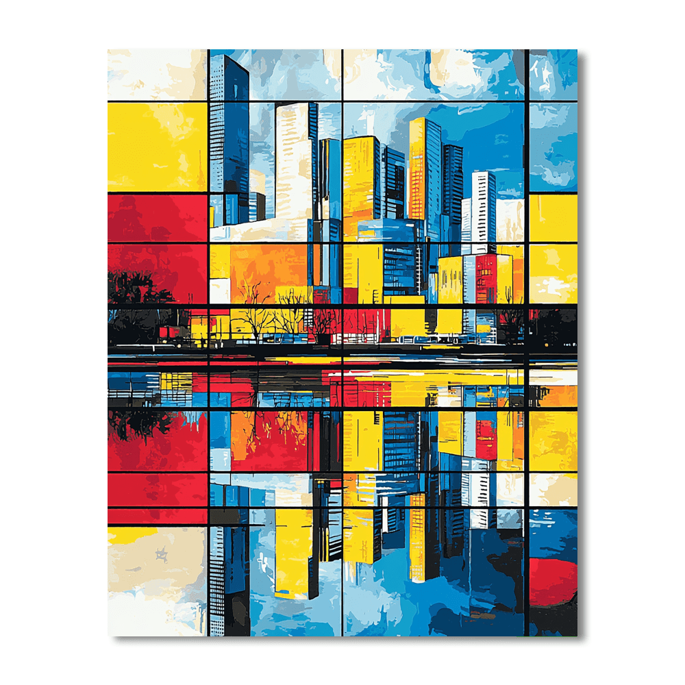 Piet Mondrian Inspired City Of Reflections  Paint By Numbers Kits