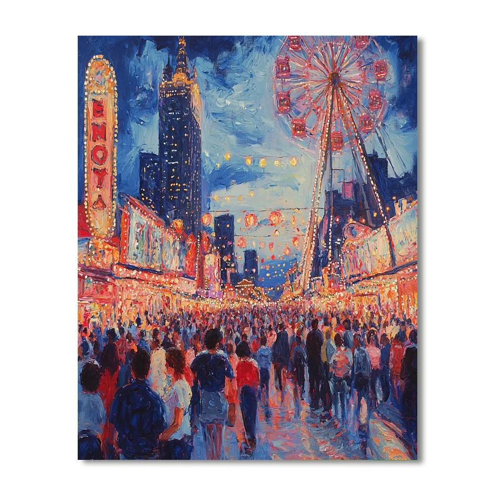 Edvard Munch Inspired Energetic Cityscape Carnival  Paint By Number