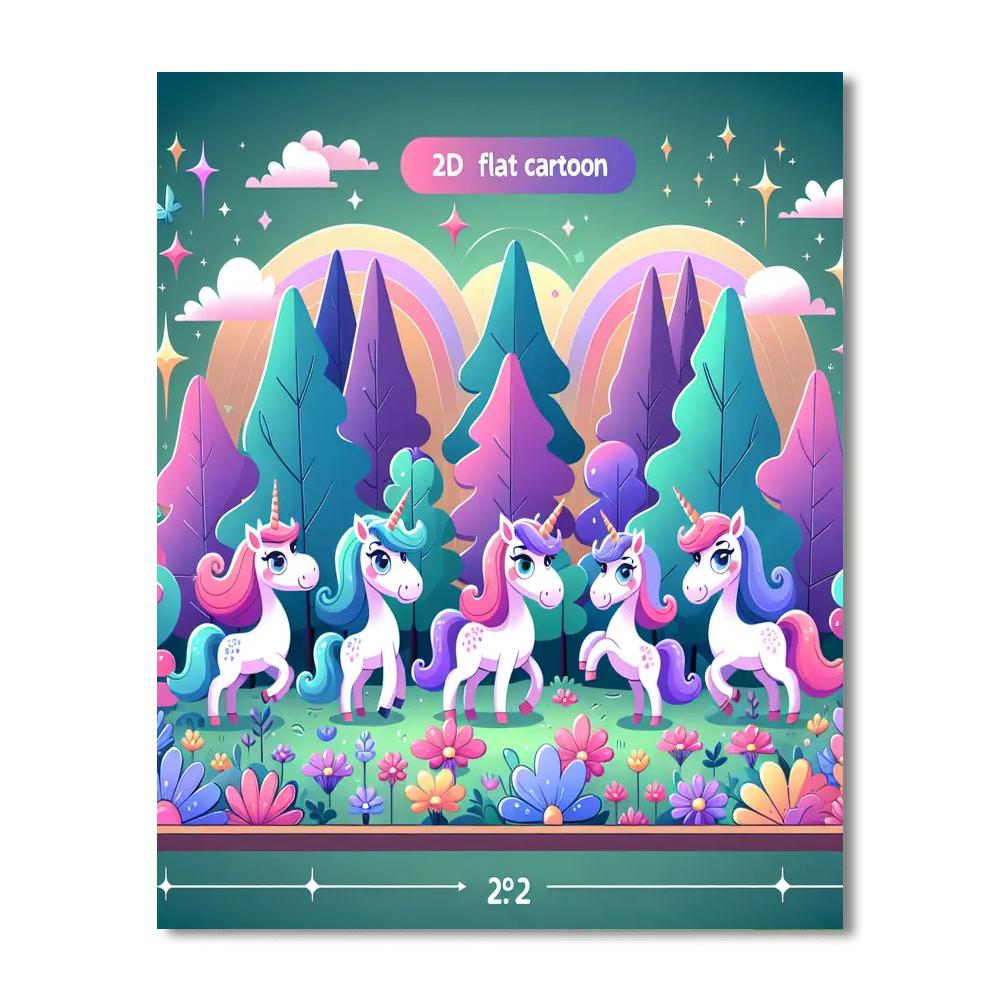 Magical Unicorns In The Enchanted Forest Paint By Numbers Kits