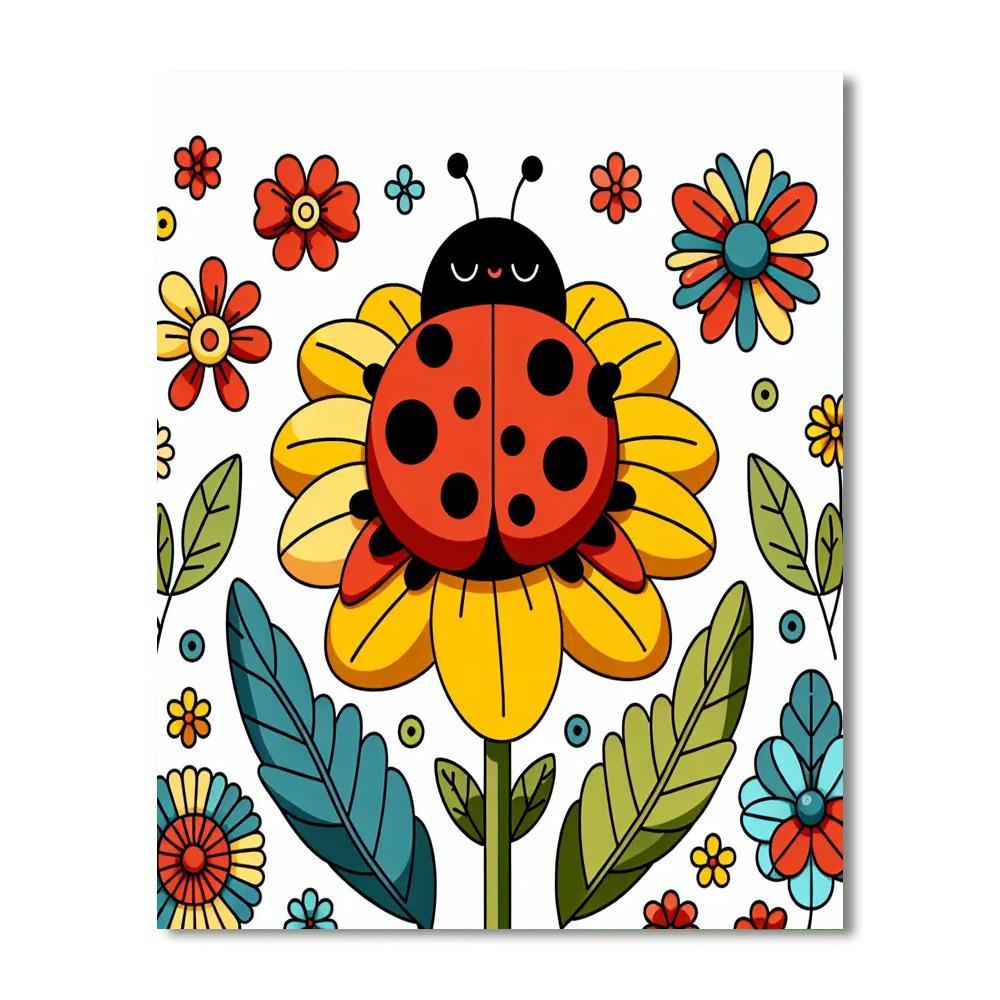 Charming Ladybug Landing Paint By Number